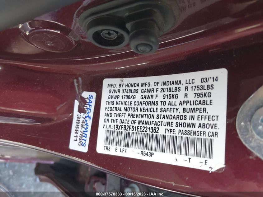 2014 HONDA CIVIC SEDAN LX - 19XFB2F51EE231362