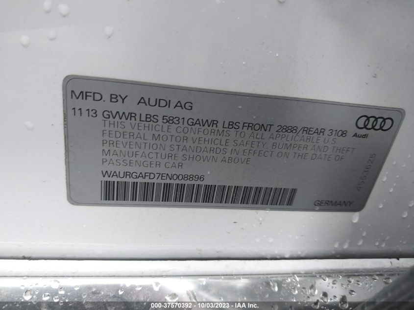 2014 AUDI A8 L 3.0T WAURGAFD7EN008896