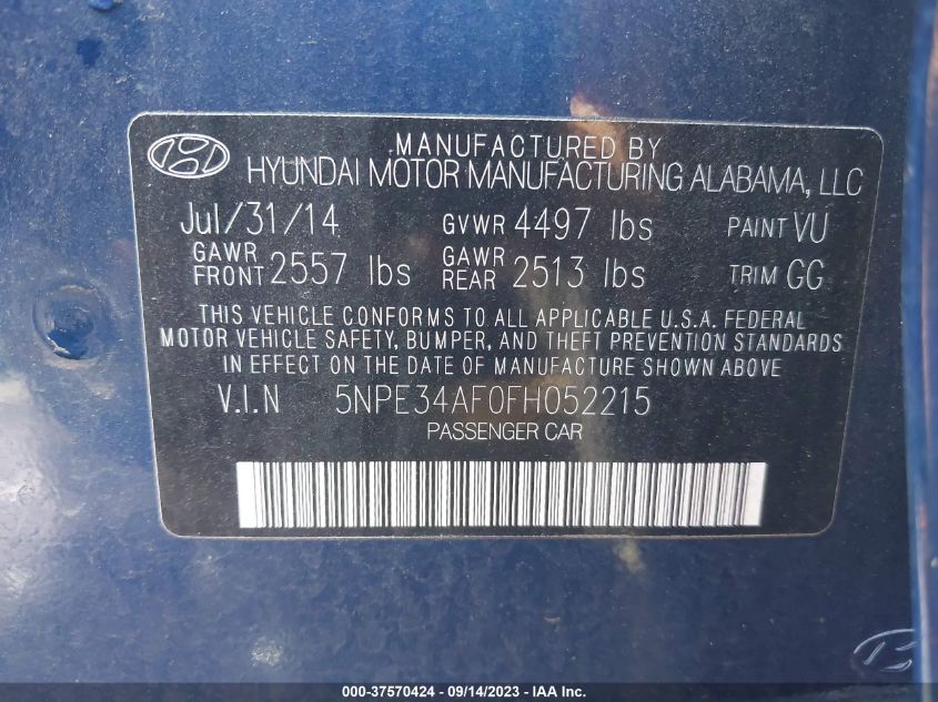 2015 HYUNDAI SONATA 2.4L SPORT - 5NPE34AF0FH052215