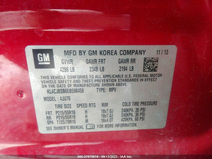 2014 BUICK ENCORE CONVENIENCE - KL4CJBSB6EB598458