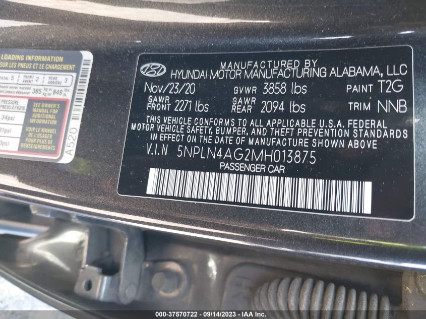 5NPLN4AG2MH013875 Hyundai Elantra SEL 9