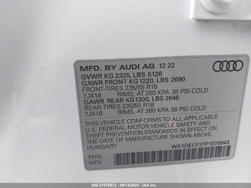 2023 AUDI Q3 S LINE PREMIUM - WA1DECF37P1078943