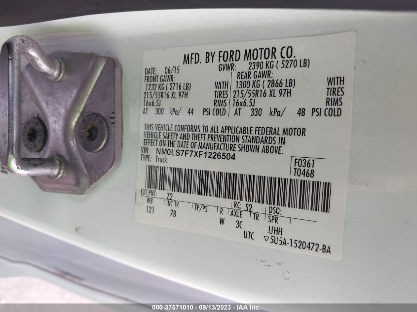 2015 FORD TRANSIT CONNECT XLT - NM0LS7F7XF1226504