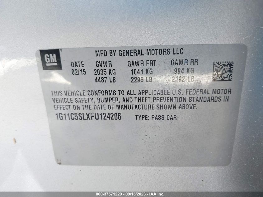 2015 CHEVROLET MALIBU LT - 1G11C5SLXFU124206