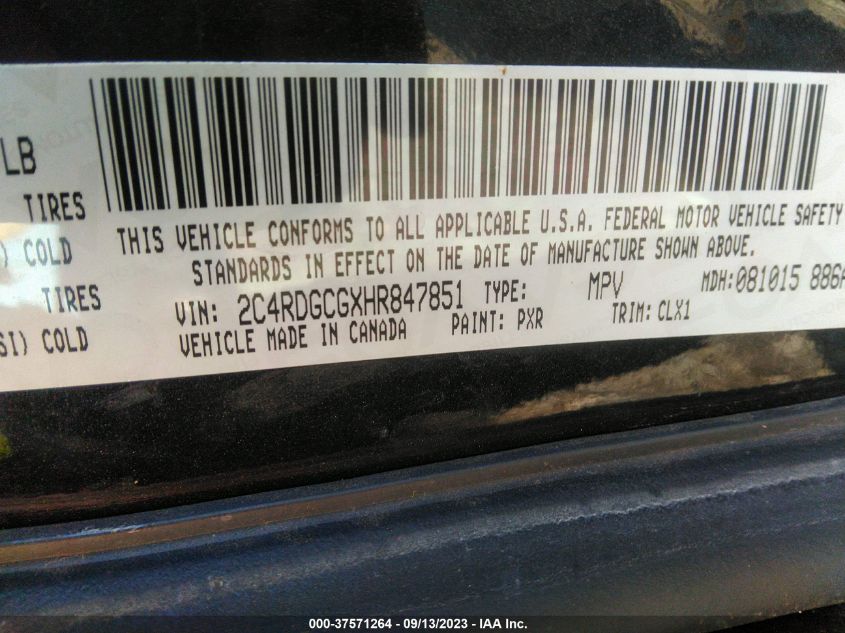 2017 DODGE GRAND CARAVAN SXT - 2C4RDGCGXHR847851