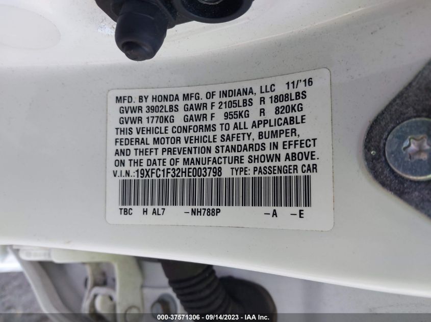 2017 HONDA CIVIC SEDAN EX-T - 19XFC1F32HE003798