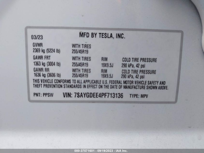 7SAYGDEE4PF713136 Tesla Model Y   9