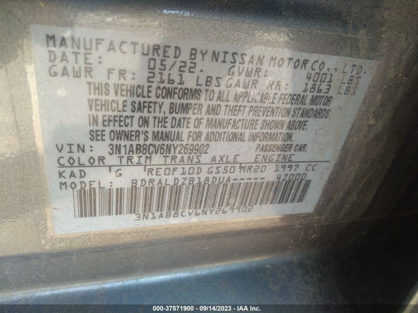 2022 NISSAN SENTRA SV - 3N1AB8CV6NY269902