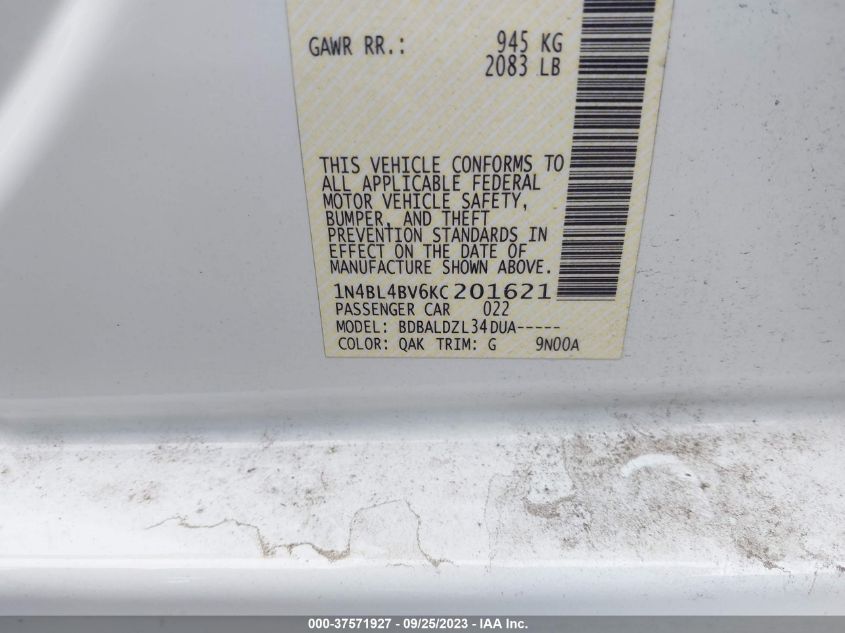 2019 NISSAN ALTIMA 2.5 S - 1N4BL4BV6KC201621