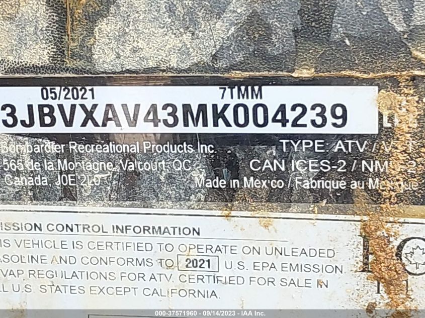 2021 CAN-AM MAVERICK X3 X RS TURBO RR - 3JBVXAV43MK004239