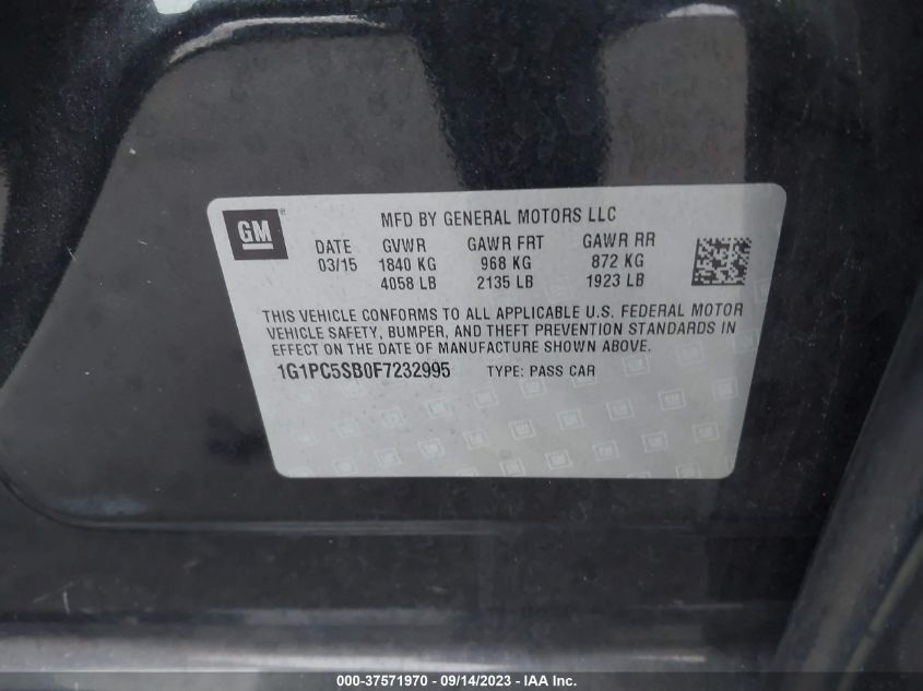 2015 CHEVROLET CRUZE LT - 1G1PC5SB0F7232995