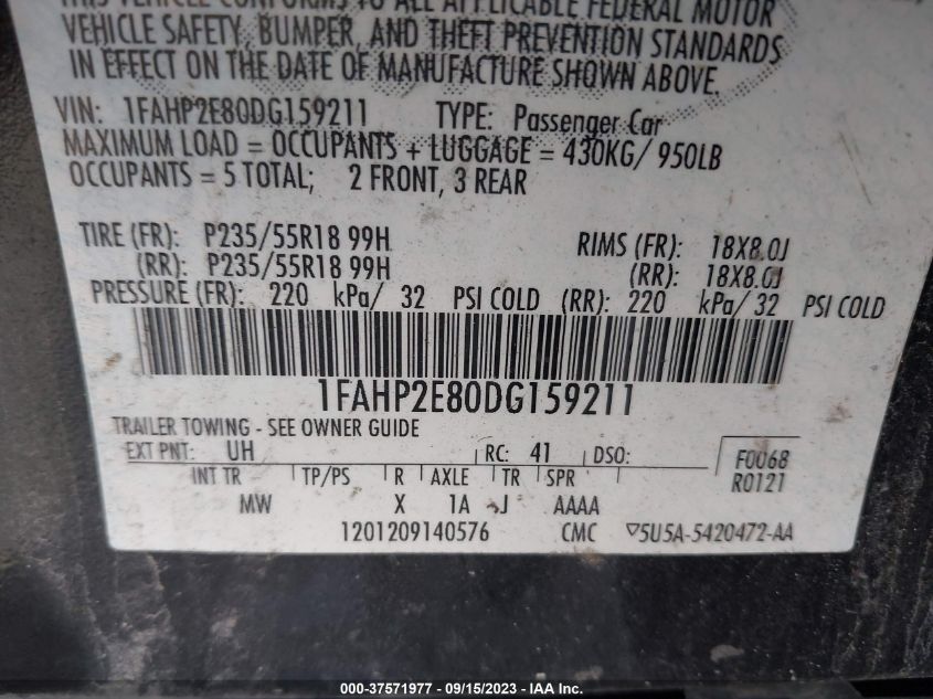 2013 FORD TAURUS SEL - 1FAHP2E80DG159211