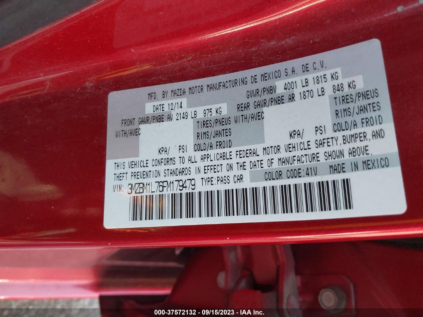 2015 MAZDA MAZDA3 I TOURING - 3MZBM1L76FM179479