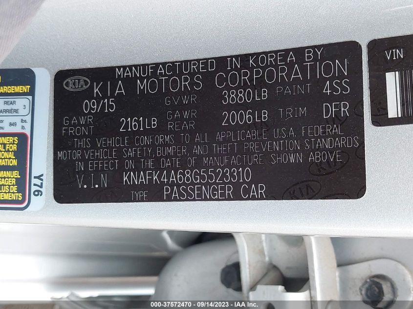 2016 KIA FORTE LX - KNAFK4A68G5523310