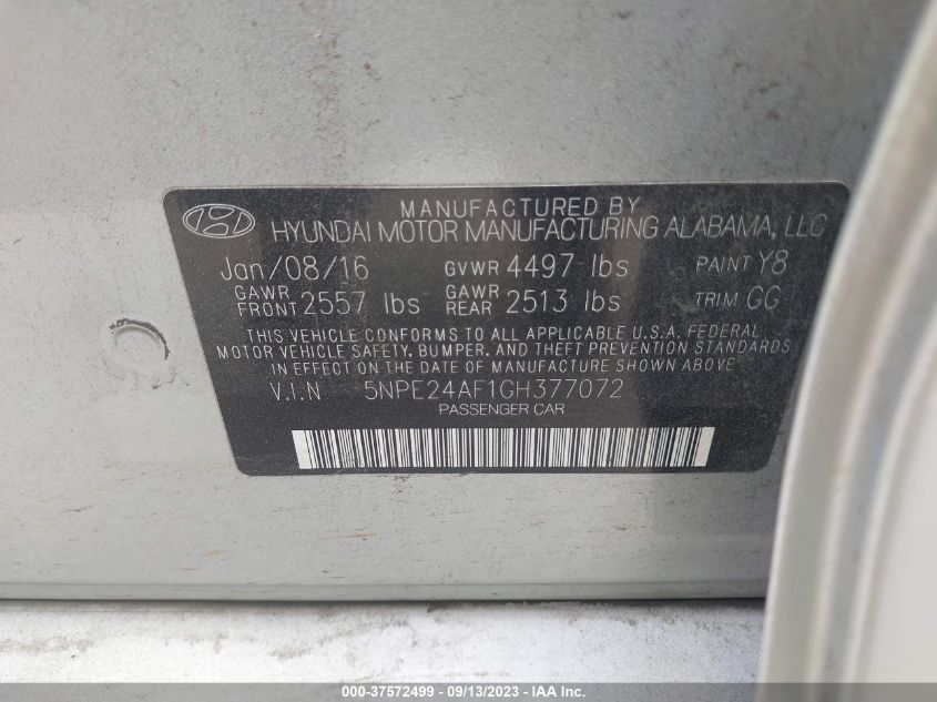 2016 HYUNDAI SONATA 2.4L SE - 5NPE24AF1GH377072