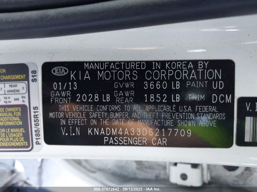 2013 KIA RIO LX - KNADM4A33D6217709