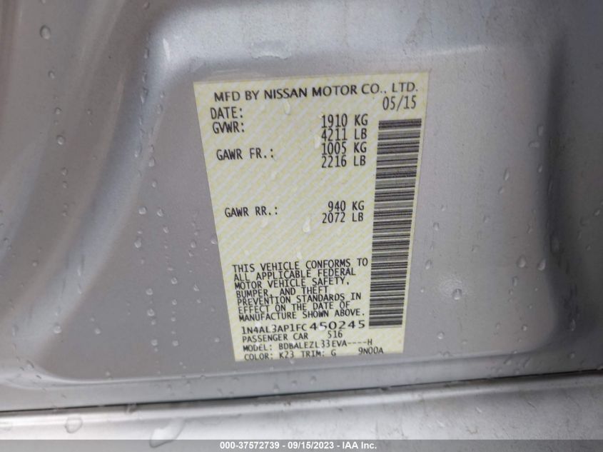 2015 NISSAN ALTIMA 2.5 S - 1N4AL3AP1FC450245