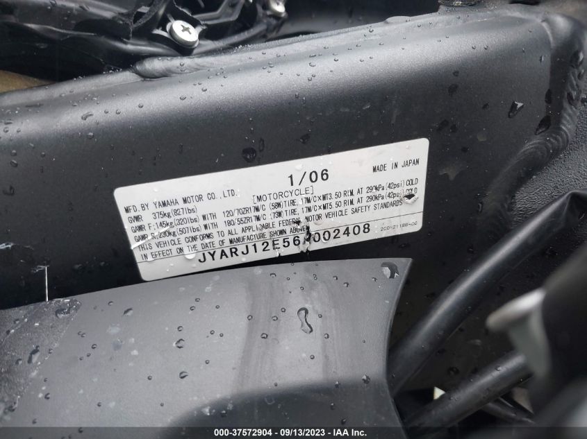 2006 YAMAHA YZFR6 L JYARJ12E56A002408