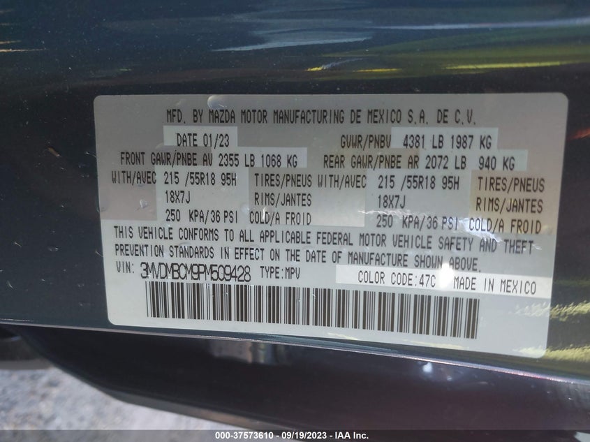 2023 MAZDA CX-30 2.5L I4   N(VIN: 3MVDMBCM9PM509428