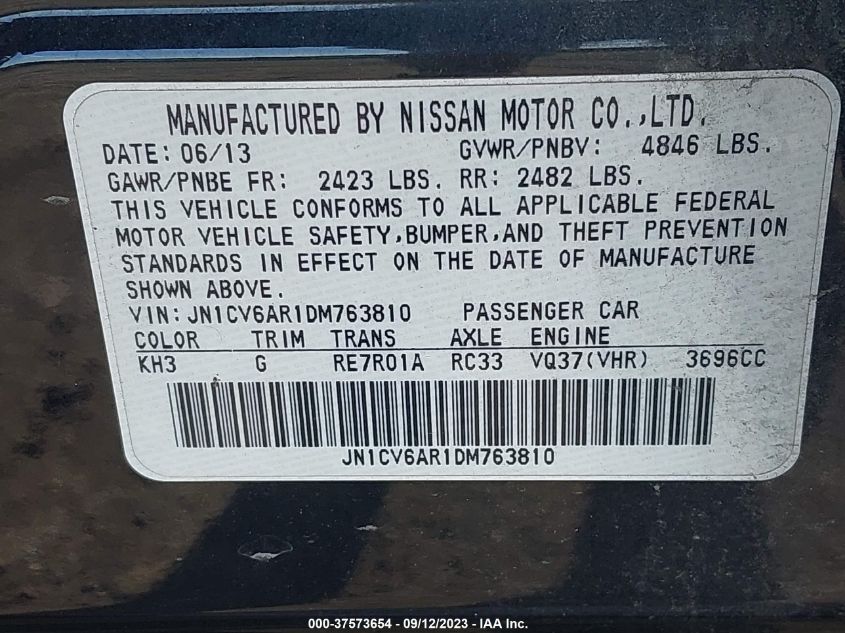 2013 INFINITI G37 SEDAN X - JN1CV6AR1DM763810