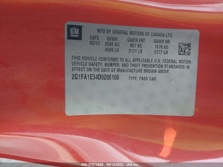 2013 CHEVROLET CAMARO LS - 2G1FA1E34D9206166