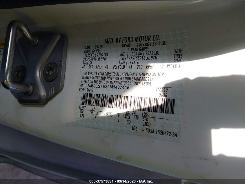 2021 FORD TRANSIT CONNECT VAN XL - NM0LS7E29M1487416