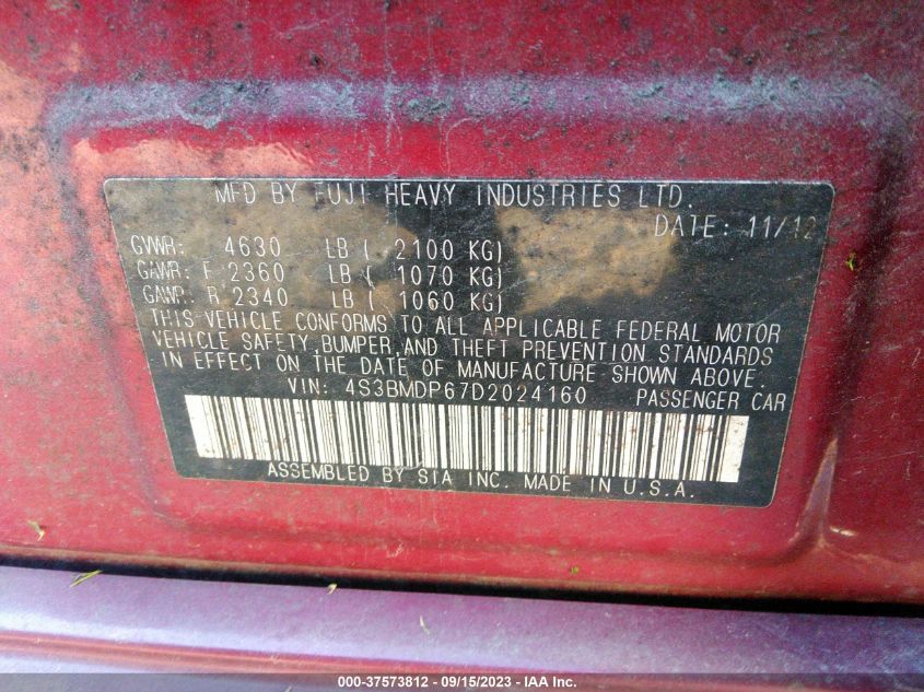 2013 SUBARU LEGACY 3.6R LIMITED - 4S3BMDP67D2024160