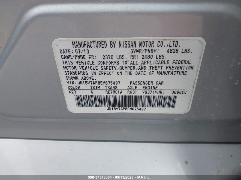 2014 INFINITI Q50 PREMIUM - JN1BV7AP8EM675497