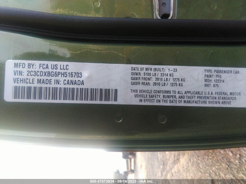 2023 DODGE CHARGER SXT - 2C3CDXBG6PH516703