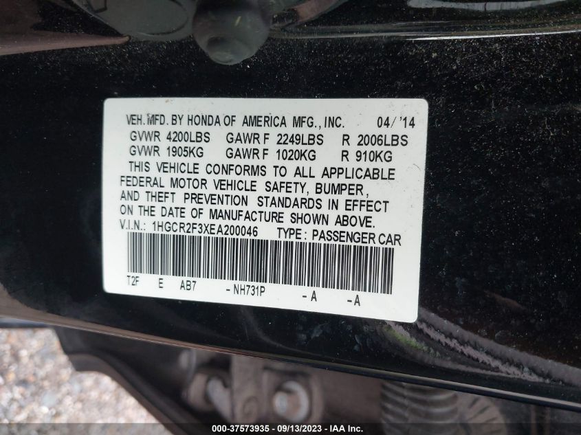 2014 HONDA ACCORD SEDAN LX - 1HGCR2F3XEA200046