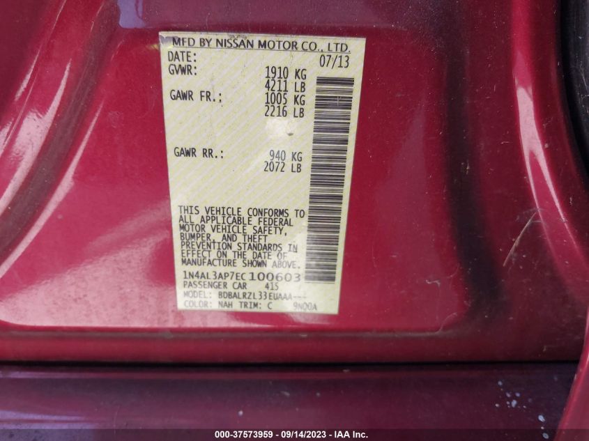 2014 NISSAN ALTIMA 2.5 S - 1N4AL3AP7EC100603