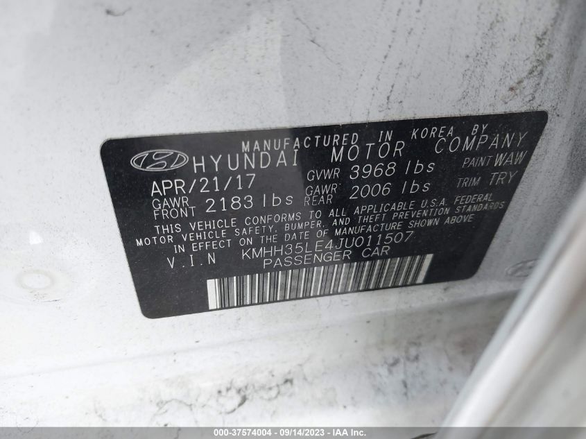 2018 HYUNDAI ELANTRA GT - KMHH35LE4JU011507