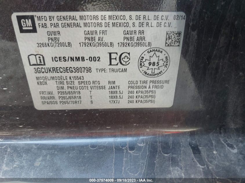 2014 CHEVROLET SILVERADO 1500 LT - 3GCUKREC9EG380798