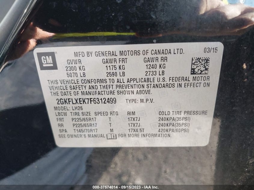 2015 GMC TERRAIN SLT - 2GKFLXEK7F6312499