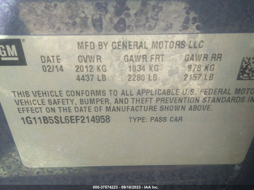 2014 CHEVROLET MALIBU LS - 1G11B5SL6EF214958