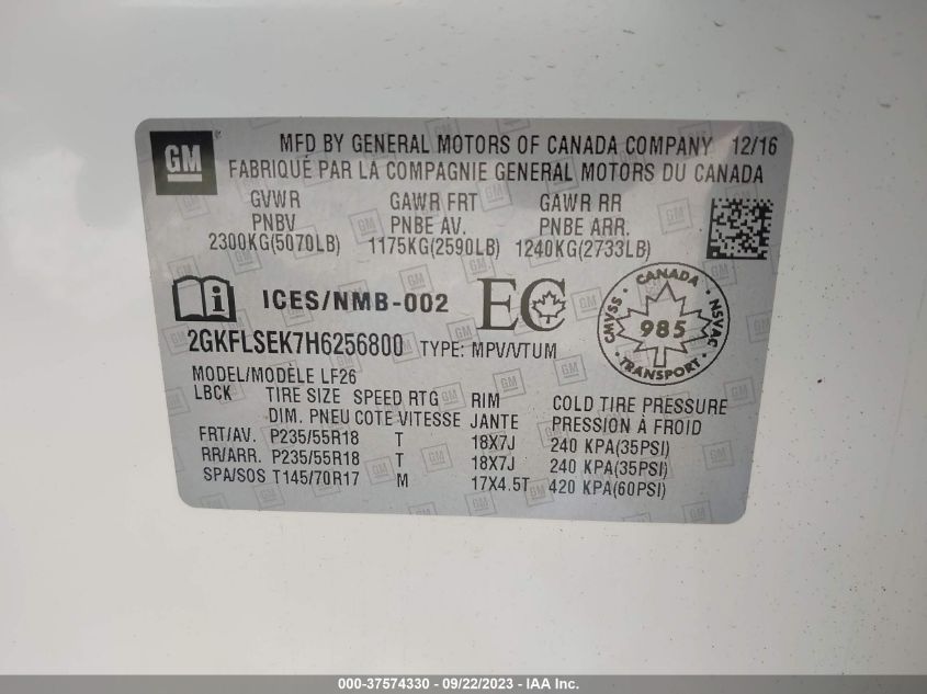 2017 GMC TERRAIN SLE - 2GKFLSEK7H6256800