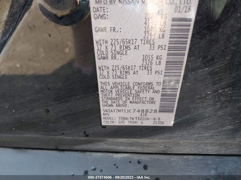 2018 NISSAN ROGUE SV - 5N1AT2MT1JC748828