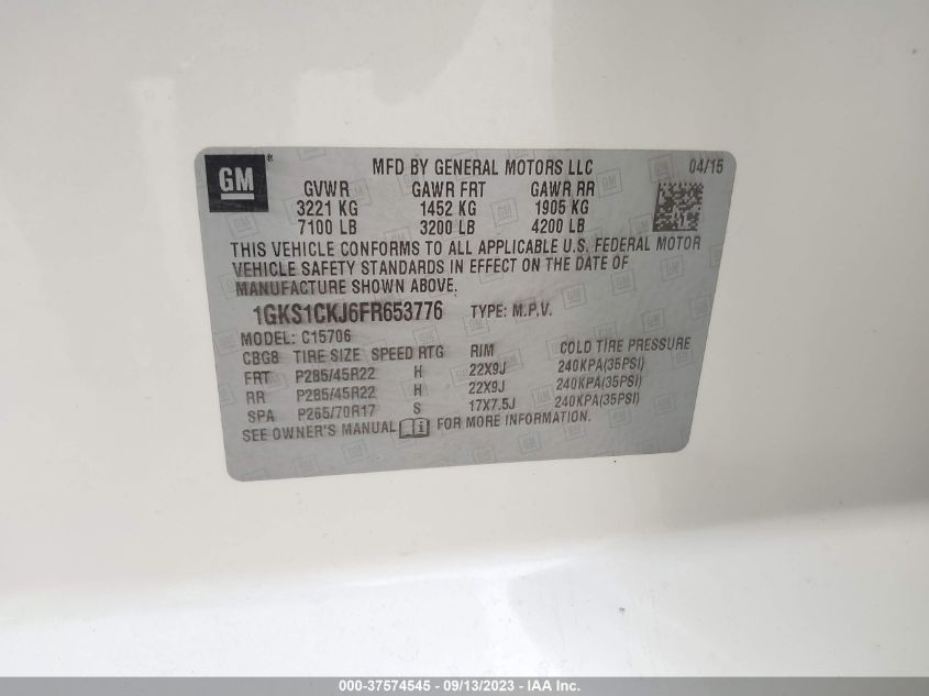 2015 GMC YUKON DENALI - 1GKS1CKJ6FR653776