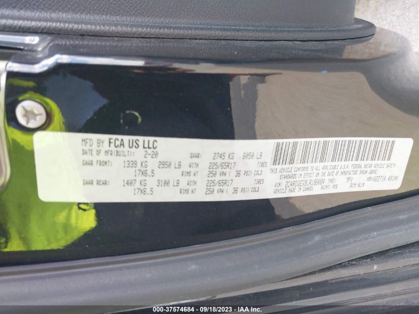 VIN 2C4RDGEG9LR188084 2020 DODGE GRAND CARAVAN GT