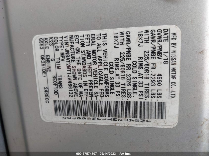 2018 NISSAN ROGUE SL - JN8AT2MT1JW466132