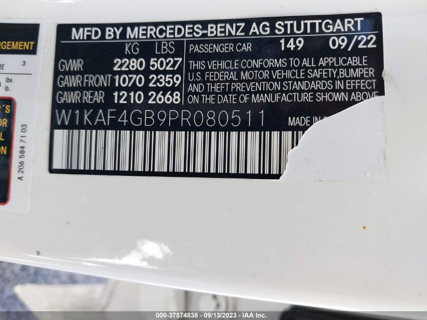 W1KAF4GB9PR080511 Mercedes-Benz C-Class C 300 9