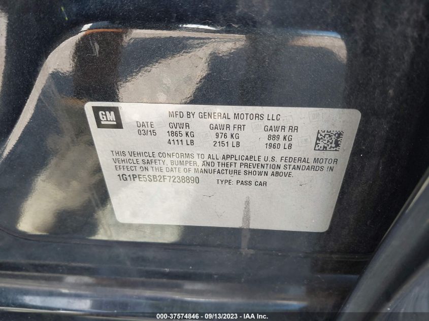 2015 CHEVROLET CRUZE LT - 1G1PE5SB2F7238890