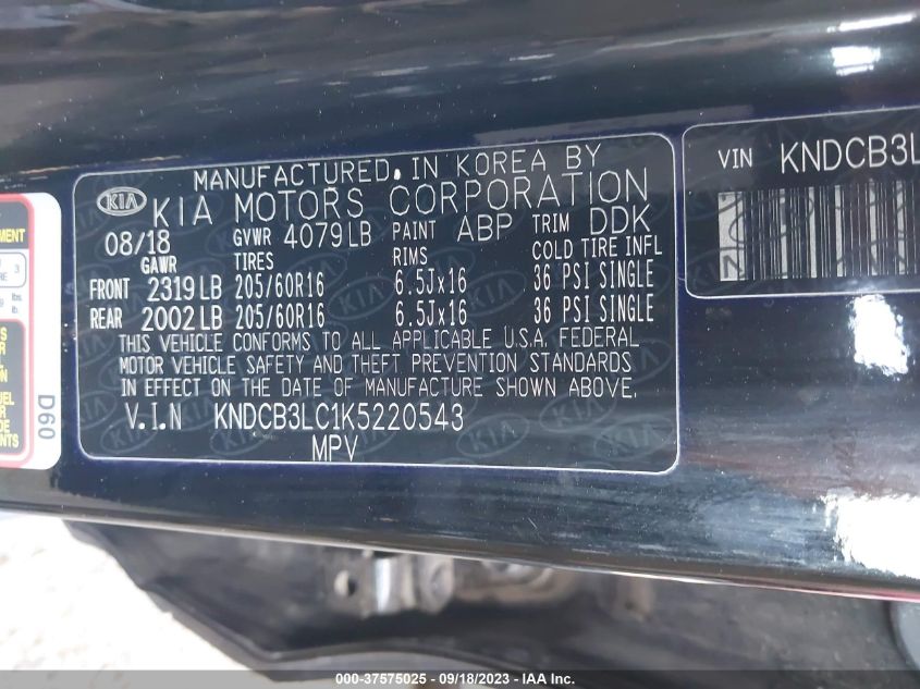 2019 KIA NIRO FE - KNDCB3LC1K5220543