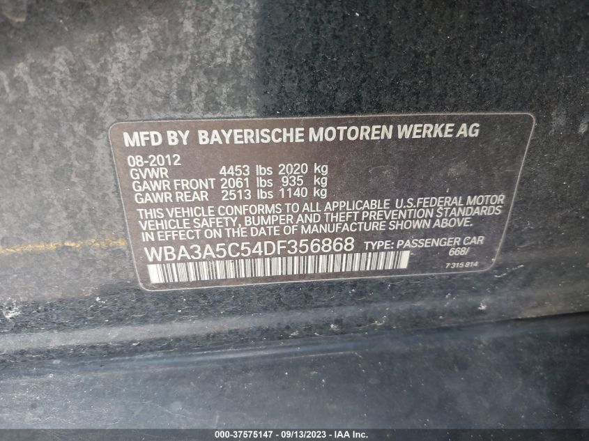 2013 BMW 3 SERIES 328I - WBA3A5C54DF356868