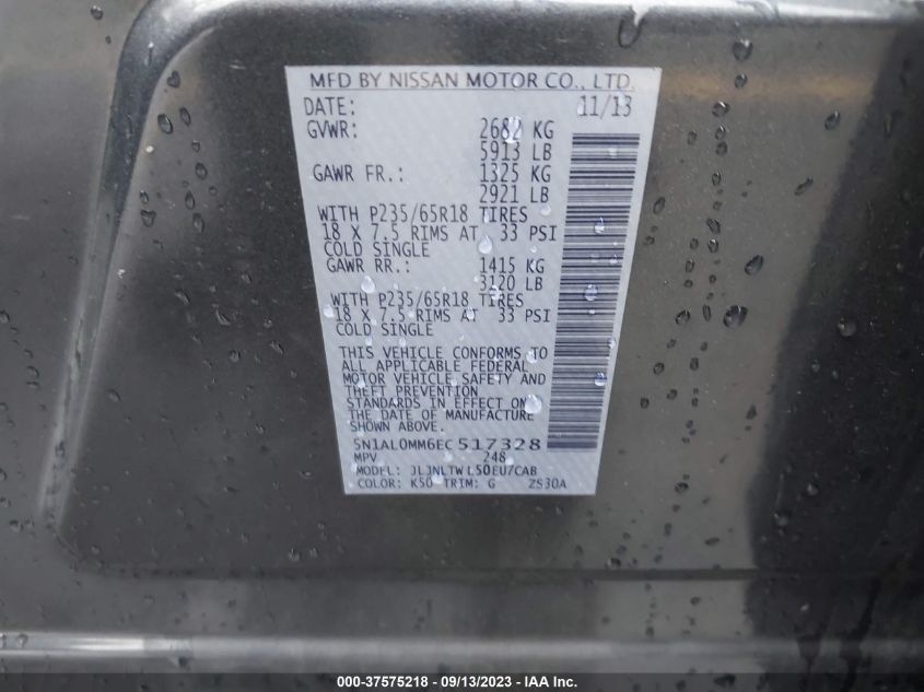 2014 INFINITI QX60 - 5N1AL0MM6EC517328