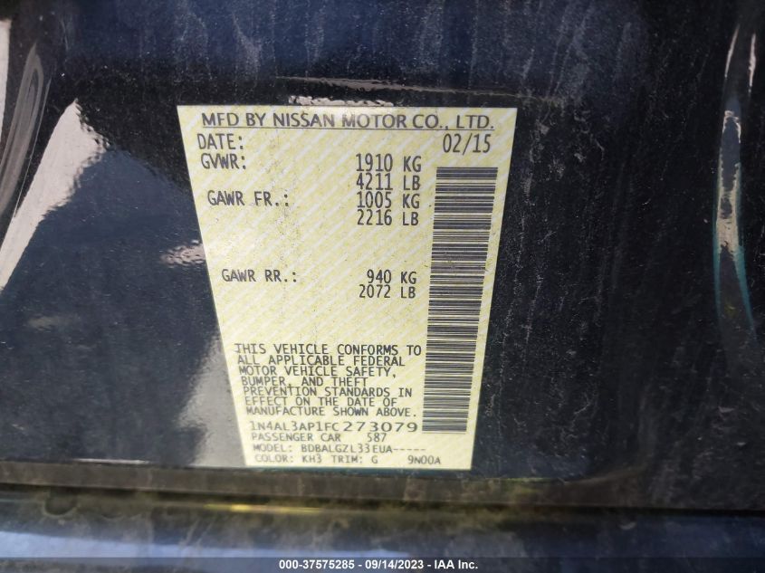 2015 NISSAN ALTIMA 2.5 - 1N4AL3AP1FC273079