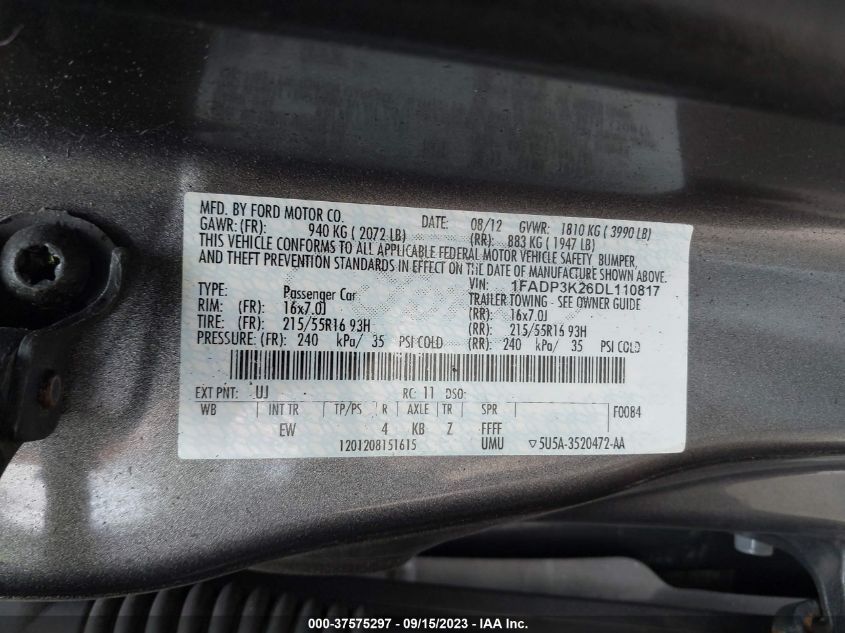 2013 FORD FOCUS SE - 1FADP3K26DL110817