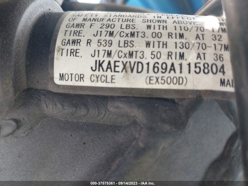 2009 KAWASAKI EX500 D JKAEXVD169A115804