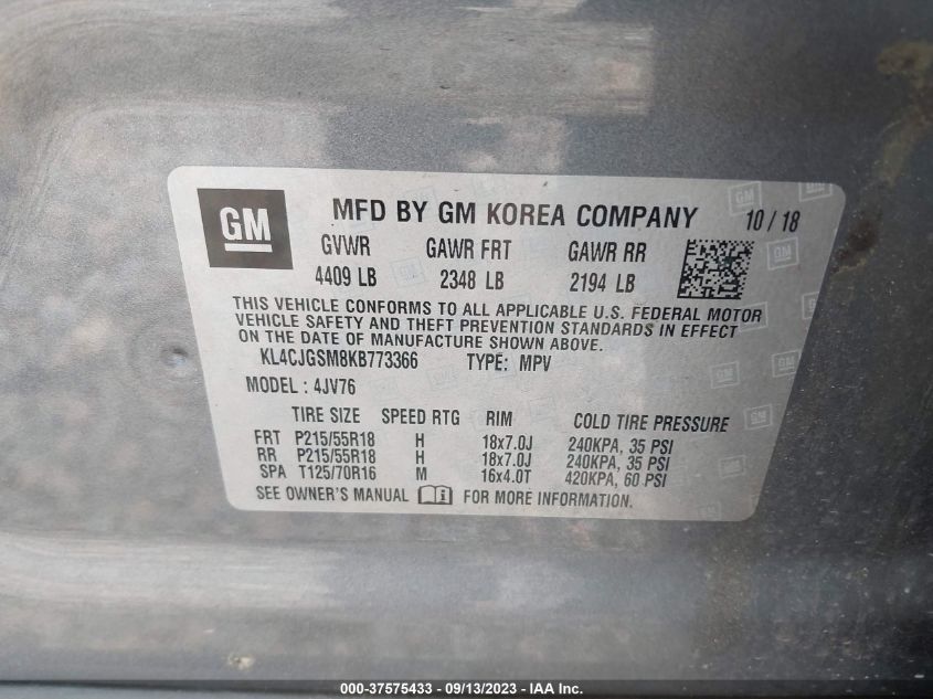 2019 BUICK ENCORE ESSENCE - KL4CJGSM8KB773366