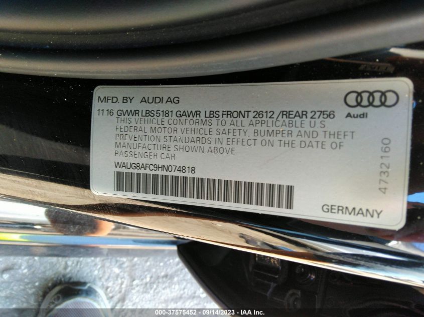 2017 AUDI A6 PREMIUM PLUS - WAUG8AFC9HN074818